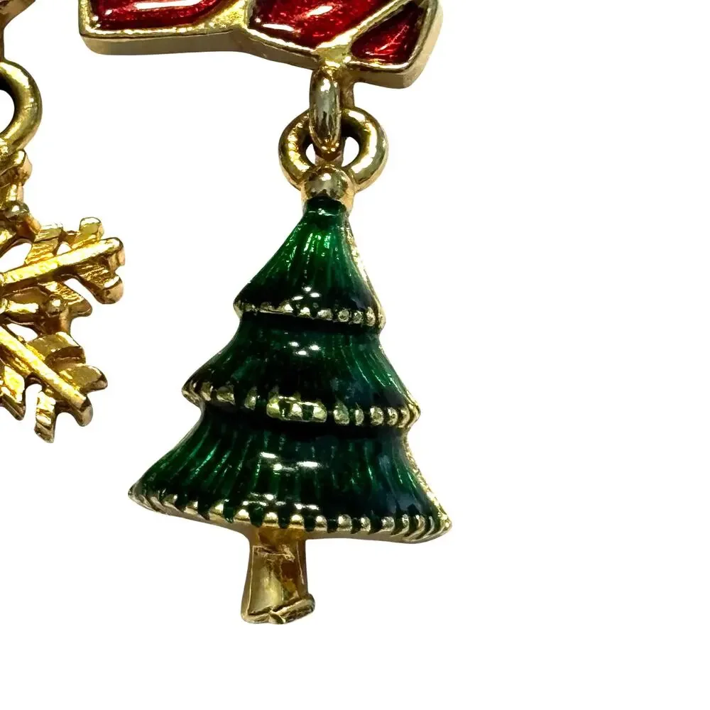 Vintage TONA brand Christmas Holiday brooch festive NOEL dangle spell out pin